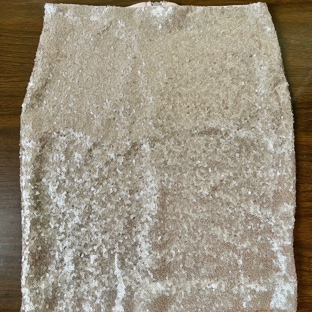 Lulus Sequined Rose Gold Mini Skirt - Size Small - Made in USA